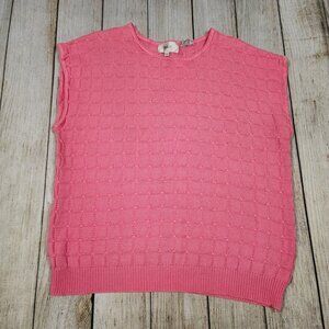 Vintage Pink Acrylic‎ Cable Knit Sleeveless Sweater Womens 20w 2XL